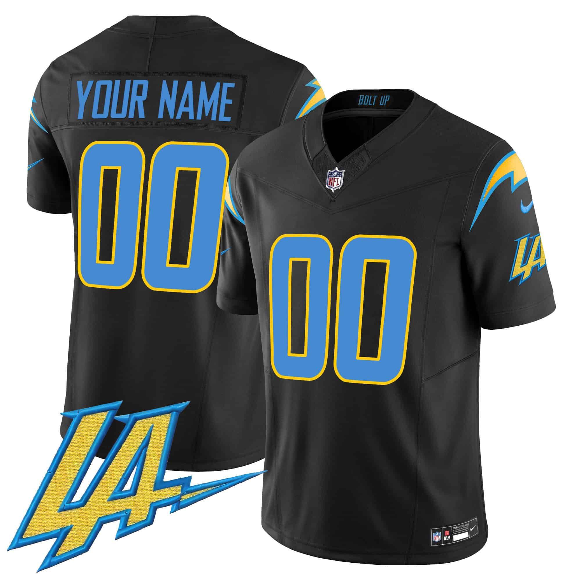 Men Los Angeles Chargers Black 2024 Nike Vapor Limited Custom NFL Jersey style 1->women nfl jersey->Women Jersey